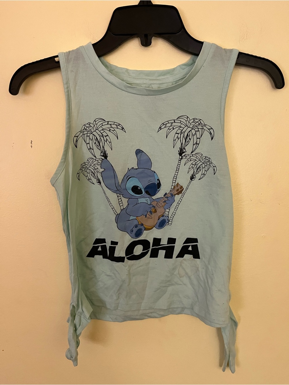 Disney Light Blue Stitch Aloha Graphic Tank Girls XS